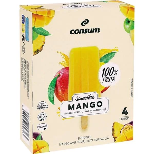 Smoothie Mango 4x60 gr Manzana Piña Maracuyá - 0.24 ud - Imagen del producto en Findit