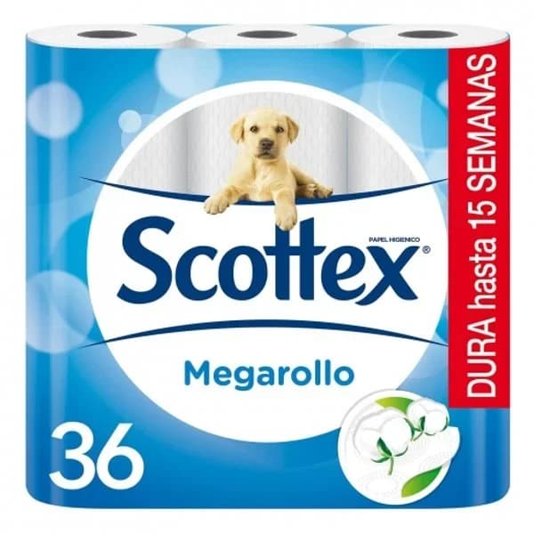Papel higiénico Megarollo Scottex 36 rollos - 35.82 ud - Imagen del producto en Findit
