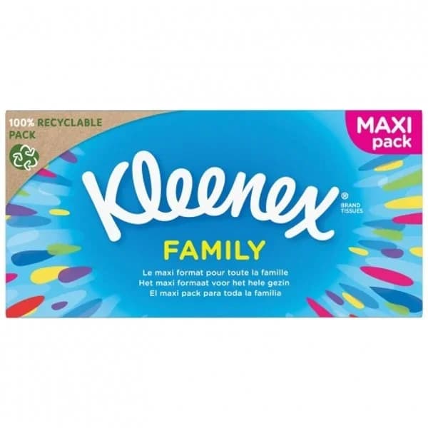 Pañuelo facial family maxi KLEENEX, caja 140 uds. - 147.5 ud - Imagen del producto en Findit