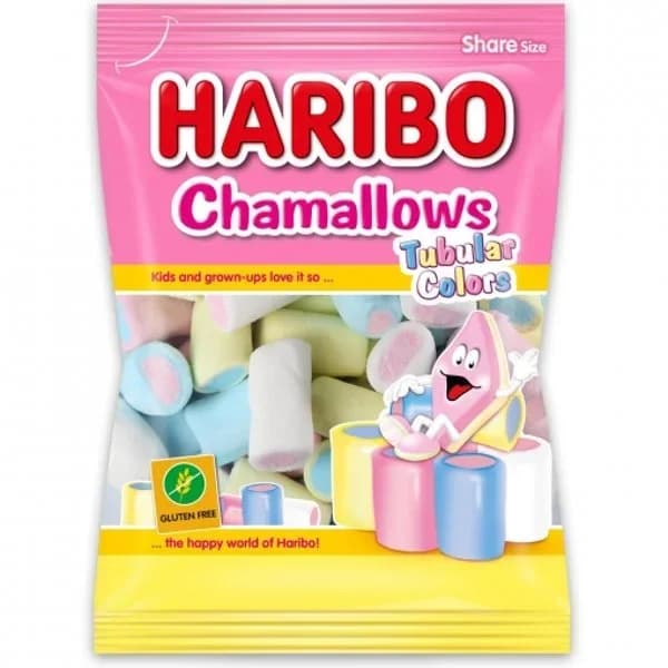 Espumas dulces Chamallows Tubular Colors Haribo sin gluten 250 g. - 0.25 kg - Imagen del producto en Findit
