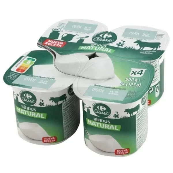 Bífidus natural Carrefour Classic' pack de 4 unidades de 125 g - 0.5 kg - Imagen del producto en Findit