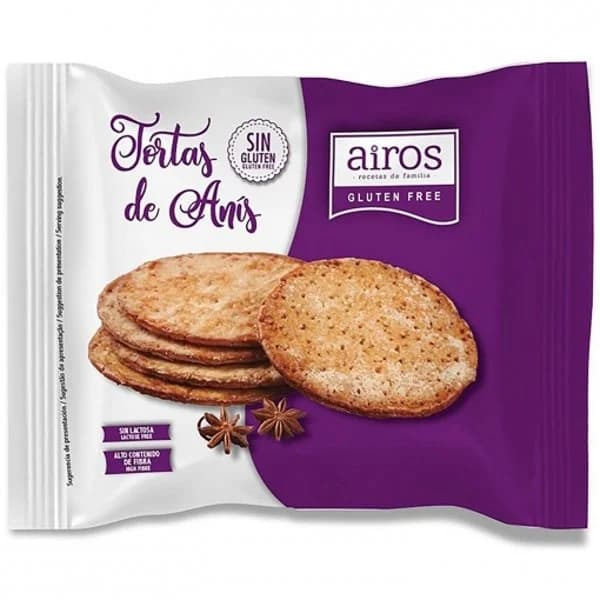 Tortas de anís Airos sin gluten sin lactosa 165 g. - 0.16 kg - Imagen del producto en Findit
