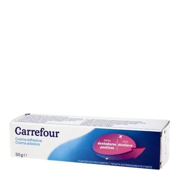 Crema adhesiva para prótesis dentales fijación fuerte Dentafix Carrefour Soft 50 g. - 1 ud - Imagen del producto en Findit