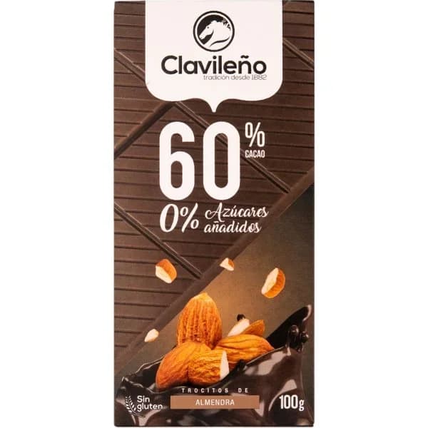 Chocolate Puro con Almendras sin Azúcar Tableta 12 - 0.1 kg - Imagen del producto en Findit