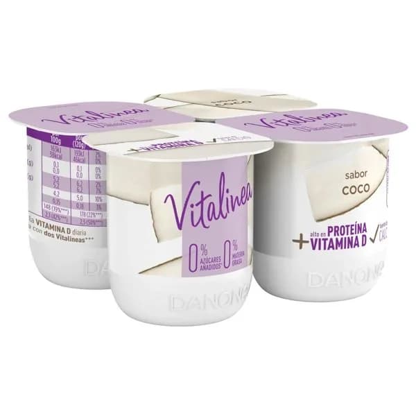 Yogur Vitalinea Desnatado Coco 4UD - 0.48 kg - Imagen del producto en Findit