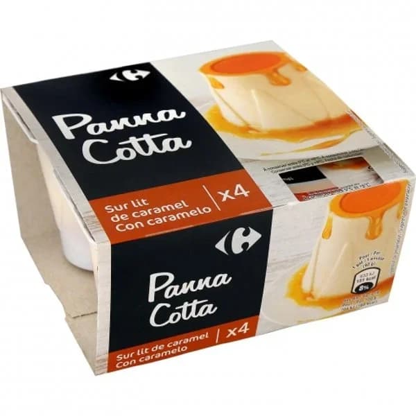 Panna cotta al caramelo Carrefour pack de 4 unidades de 90 g. - 0.36 kg - Imagen del producto en Findit