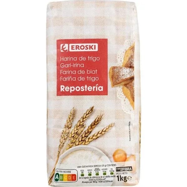 Harina de trigo para repostería EROSKI, paquete 1 kg - 1 kg - Imagen del producto en Findit