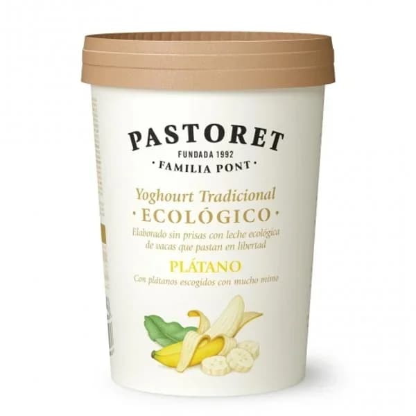 Yogur ecológico con plátano PASTORET, tarrina 500 g - 0.5 kg - Imagen del producto en Findit