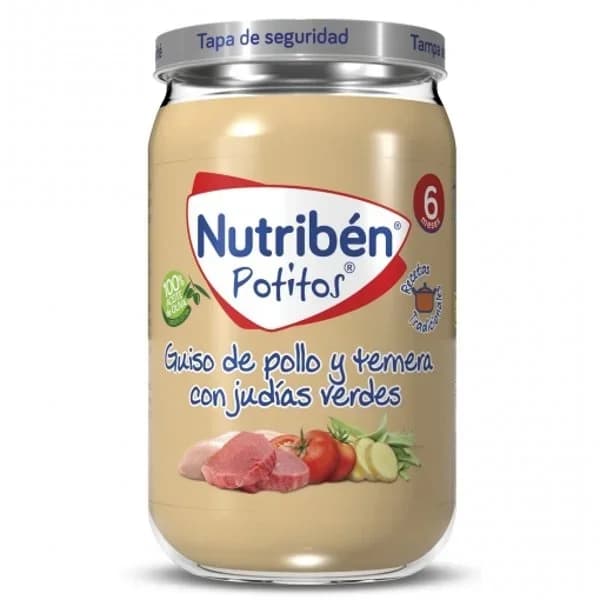 Potito de pollo-ternera-judías verdes NUTRIBEN, tarro 235 g - 0.24 kg - Imagen del producto en Findit