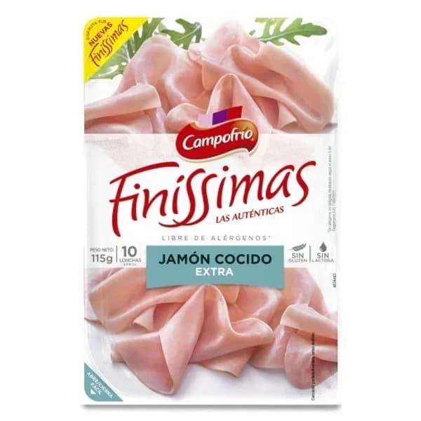 Jamón cocido lonchas finíssimas 115 g - 0.12 kg - Imagen del producto en Findit
