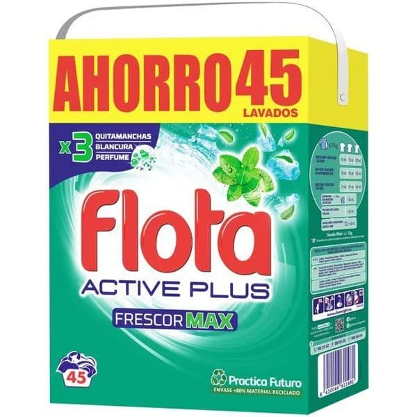 Detergente en polvo FLOTA FRESCOR MAX, maleta 45 dosis - 45 ud - Imagen del producto en Findit