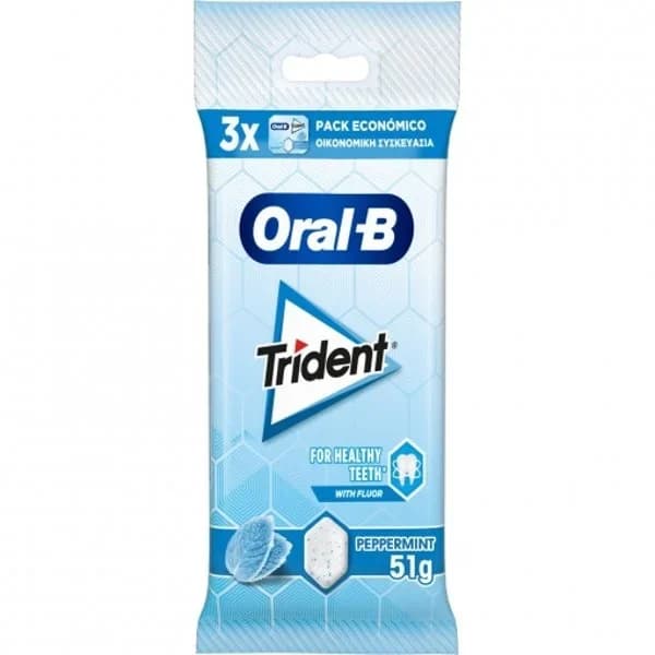 Chicle menta TRIDENT ORAL-B, 4 uds, paquete 51 g - 0.05 kg - Imagen del producto en Findit