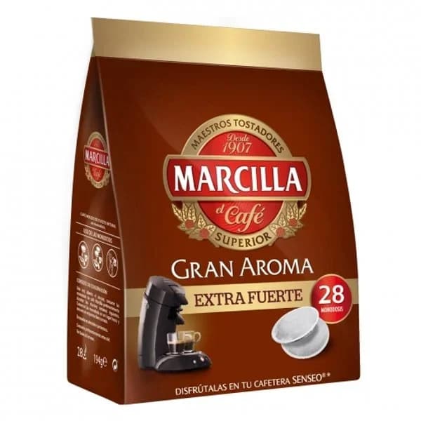 Café extra fuerte monodosis Gran Aroma Marcilla compatible con Senseo 28 ud. - 28 ud - Imagen del producto en Findit