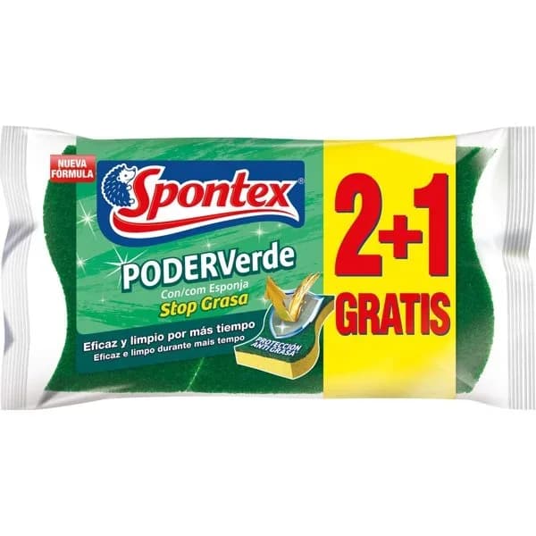 Estropajo Poder Verde con Esponja 2+1UD - 1 ud - Imagen del producto en Findit