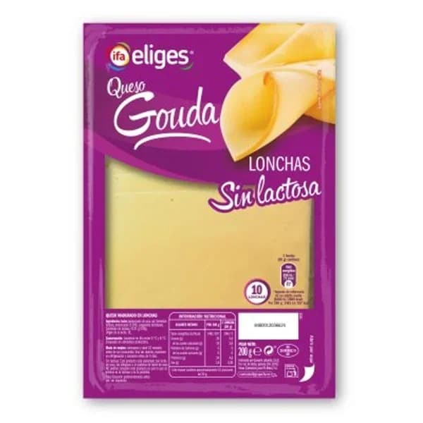 Queso gouda sin lactosa lonchas 200 g - 0.2 ud - Imagen del producto en Findit