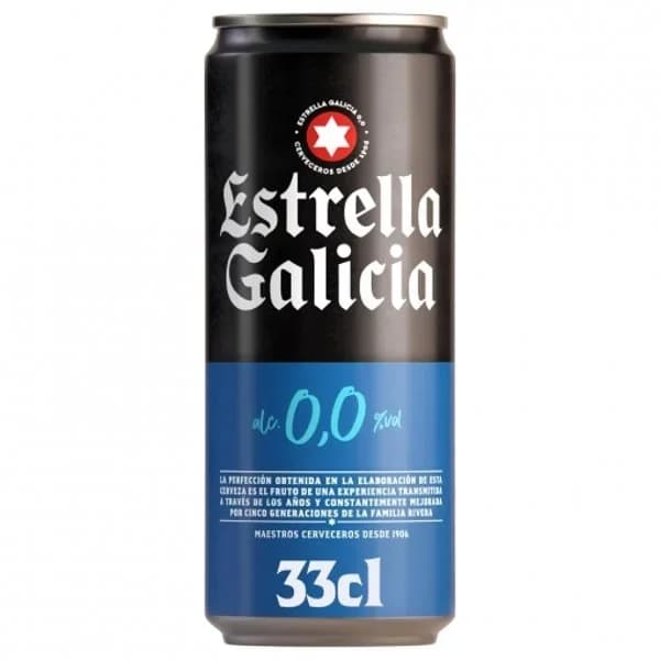 Cerveza Estrella Galicia 0,0 sin alcohol lata 33 cl. - 0.33 l - Imagen del producto en Findit