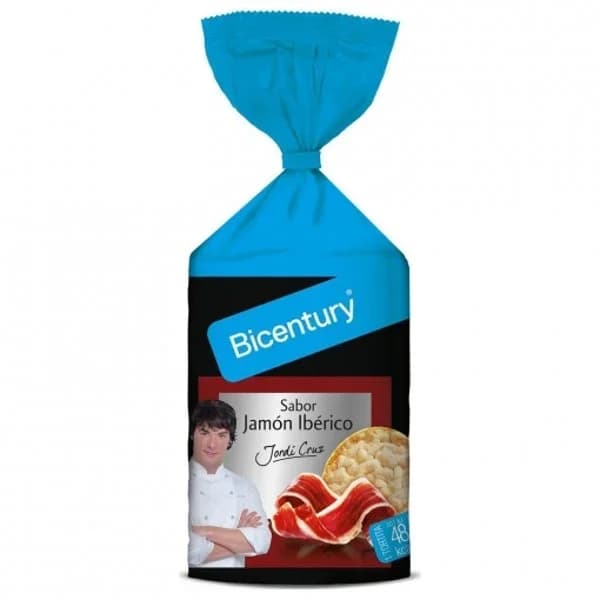 Tortitas maíz sabor Jamón Ibérico BICENTURY, paquete 123,5 g - 0.12 kg - Imagen del producto en Findit