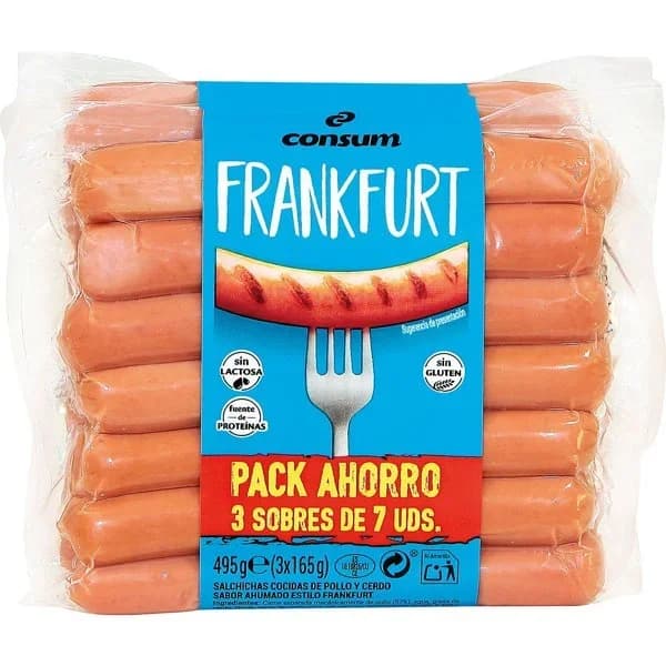 Salchichas Frankfurt sabor Ahumado - 0.49 kg - Imagen del producto en Findit