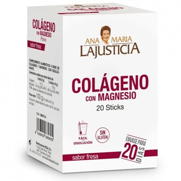 Complemento alimenticio con colágeno y magnesio en sticks Ana Maria Lajusticia sin gluten 20 ud. - 0.1 kg - Imagen del producto en Findit