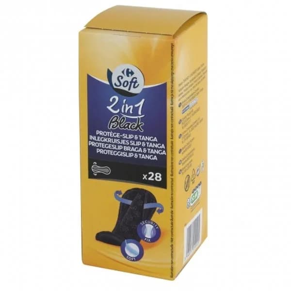 Protegeslip & tanga negro Carrefour 28 ud. - 29.29 ud - Imagen del producto en Findit