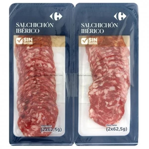 Salchichón ibérico extra en lonchas Carrefour El Mercado 2x62,5 g - 0.12 kg - Imagen del producto en Findit