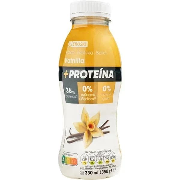Batido proteínas de vainilla EROSKI, botellín 330 ml - 1 ud - Imagen del producto en Findit