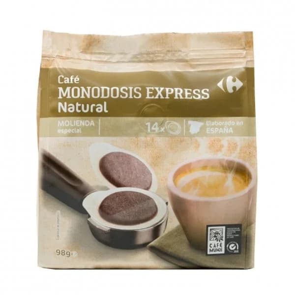 Café natural express monodosis Carrefour 14 unidades de 7 g. - 13.8 ud - Imagen del producto en Findit