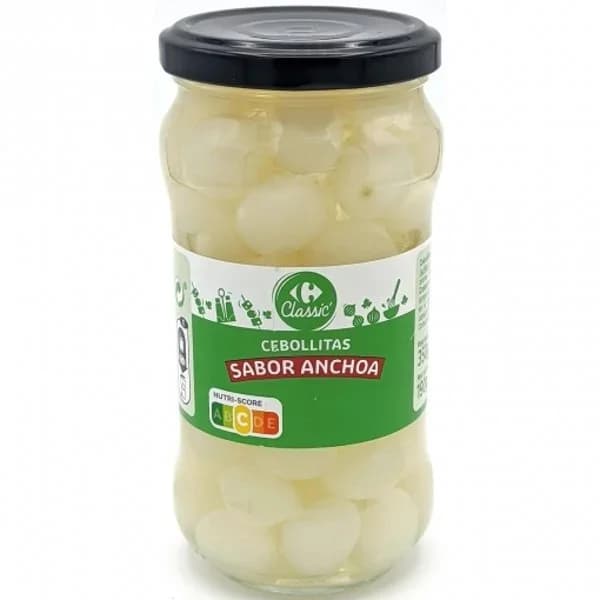 Cebollitas sabor anchoa Classic Carrefour 190 g. - 0.19 kg - Imagen del producto en Findit