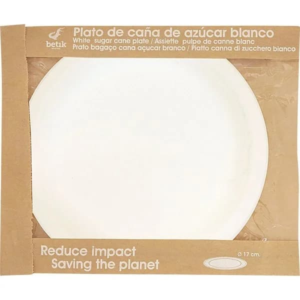Plato Caña de Azúcar 17 cm, Biodegradable - 14.5 ud - Imagen del producto en Findit
