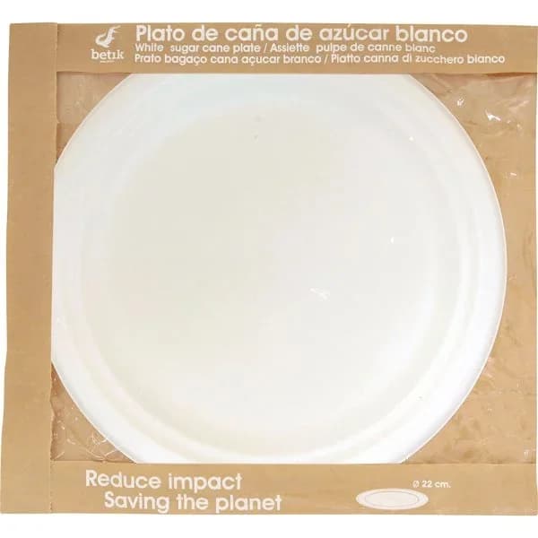 Plato Caña de Azúcar 22 cm, Biodegradable - 14.55 ud - Imagen del producto en Findit