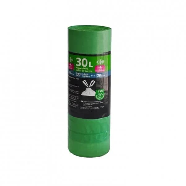 Bolsas de Basura Pino Plástico Reciclado CARREFOUR Essential 30 l. 20 ud - 20.71 ud - Imagen del producto en Findit