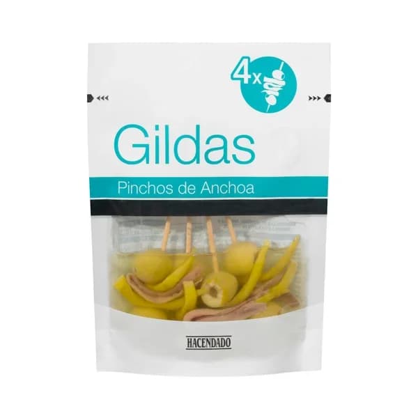 Banderillas Gildas Hacendado pinchos de aceituna  anchoa y guindilla - 0.12 kg - Imagen del producto en Findit