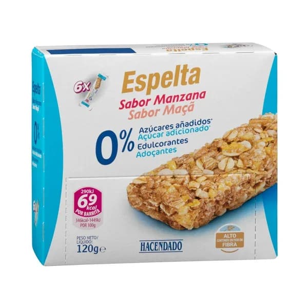 Barritas de espelta Hacendado sabor manzana - 0.12 kg - Imagen del producto en Findit