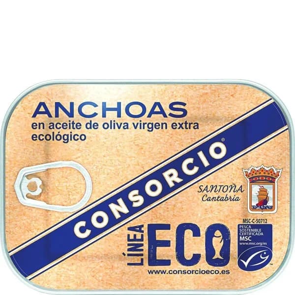 Anchoas en aceite de oliva ecológico 74g - 0.04 kg - Imagen del producto en Findit