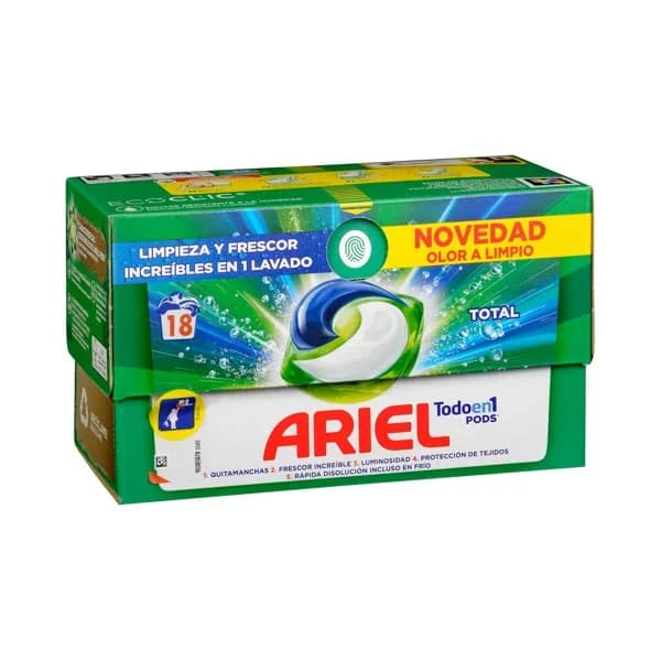 Detergente ropa todo en 1 Ariel Pods en cápsulas - 18.16 ud - Imagen del producto en Findit