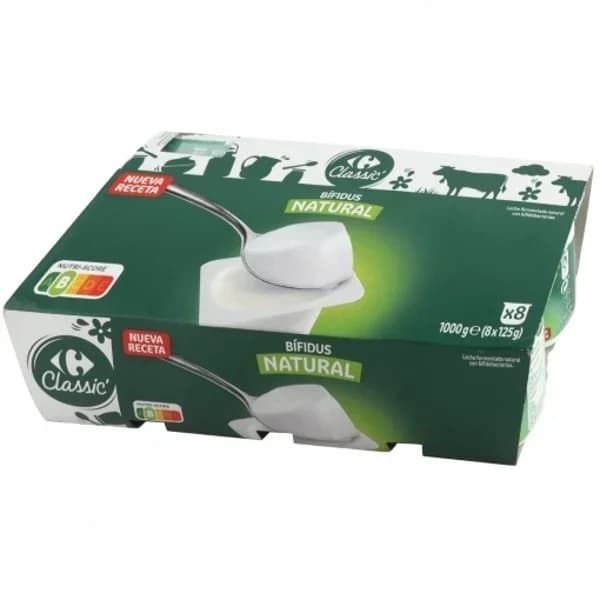 Bífidus natural Carrefour Classic'  pack de 8 unidades de 125 g. - 1 kg - Imagen del producto en Findit