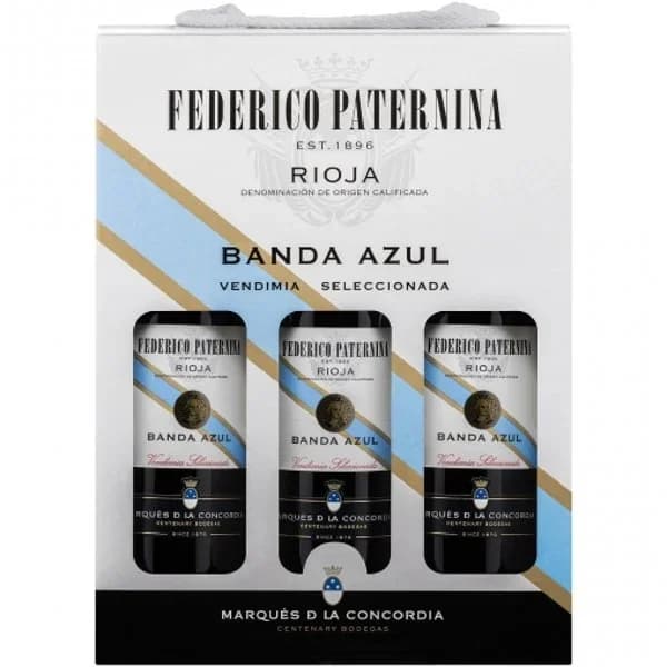 Estuche de 3 botellas de vino tinto Vendimia Seleccionada Federico Paternina Banda Azul D.O.Ca Rioja 75 cl. - 1 ud - Imagen del producto en Findit