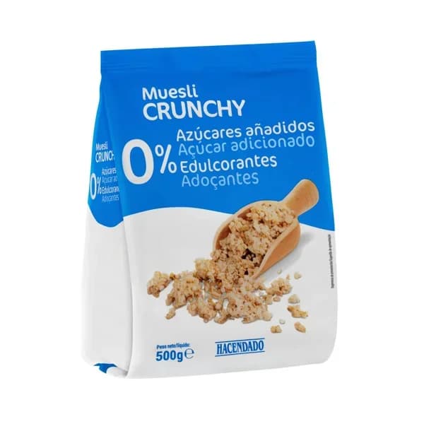 Muesli Crunchy Hacendado 0% azúcares añadidos y 0% edulcorantes - 0.5 kg - Imagen del producto en Findit