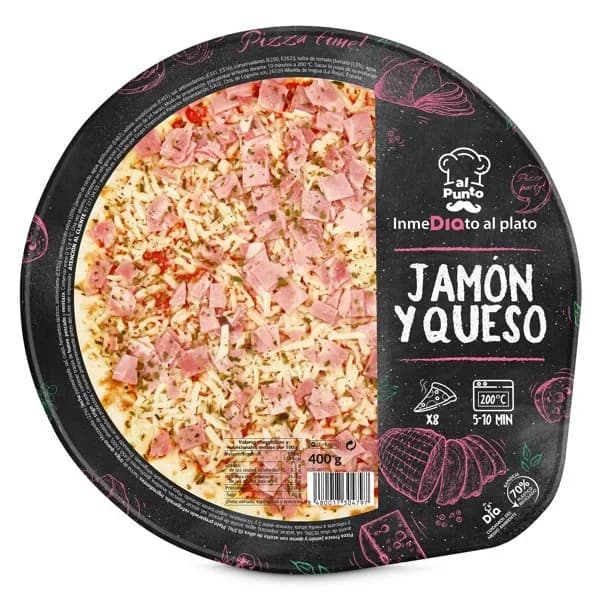 Pizza jamón y queso Al Punto Dia bandeja 400 g - 0.4 kg - Imagen del producto en Findit