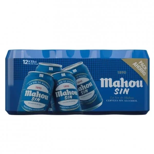 Cerveza Mahou Sin alcohol pack de 12 latas de 33 cl. - 3.96 l - Imagen del producto en Findit
