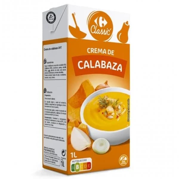 Crema de calabaza Classic Carrefour sin gluten 1 l. - 1 l - Imagen del producto en Findit