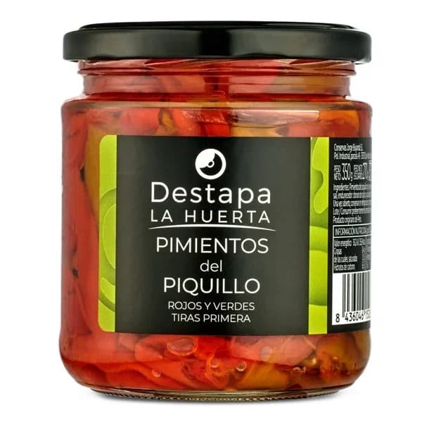 Pimientos del piquillo rojos y verdes en tiras Destapa la huerta frasco 275 g - 0.19 kg - Imagen del producto en Findit