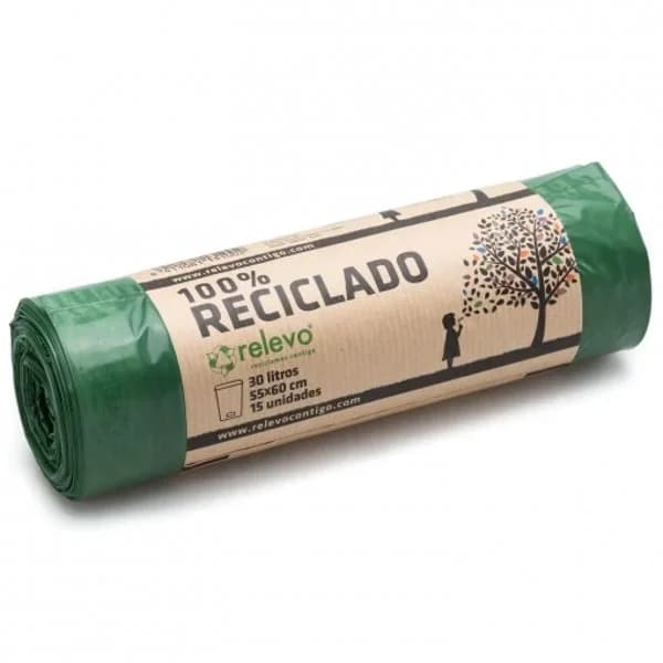 Bolsa de basura 100% reciclada 30 l. RELEVO, paquete 15 unid. - 1 ud - Imagen del producto en Findit