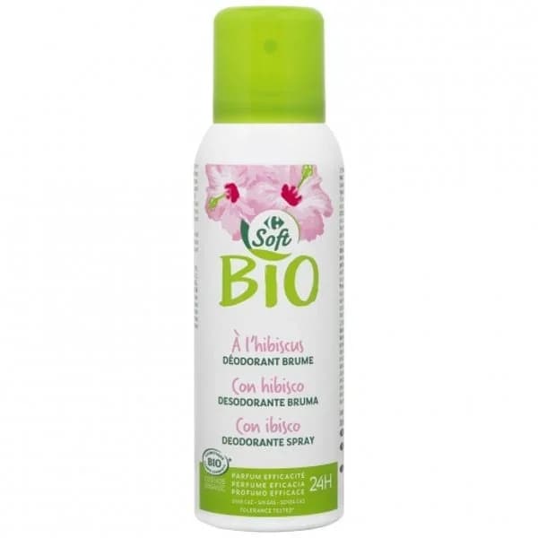 Desodorante en spray con hibisco eficacia 24h ecológico Carrefour Soft Bio 150 ml. - 0.15 l - Imagen del producto en Findit