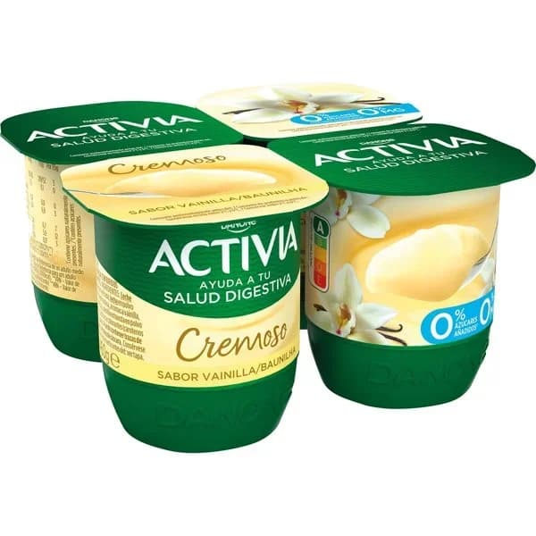 Bífidus cremoso desnatado sabor vainilla Danone Activia sin azúcar añadido pack de 4 unidades de 115 g. - 0.46 kg - Imagen del producto en Findit