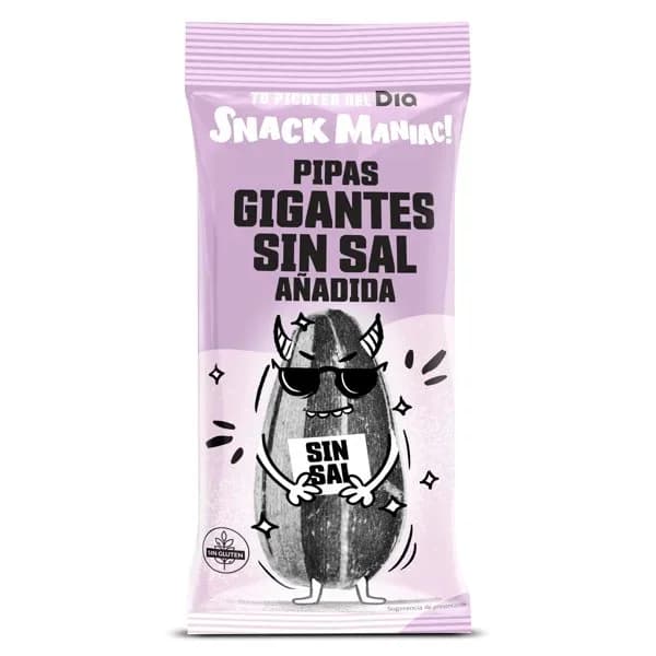 Pipas gigantes sin sal Snack Maniac de Dia bolsa 125 g - 0.12 kg - Imagen del producto en Findit