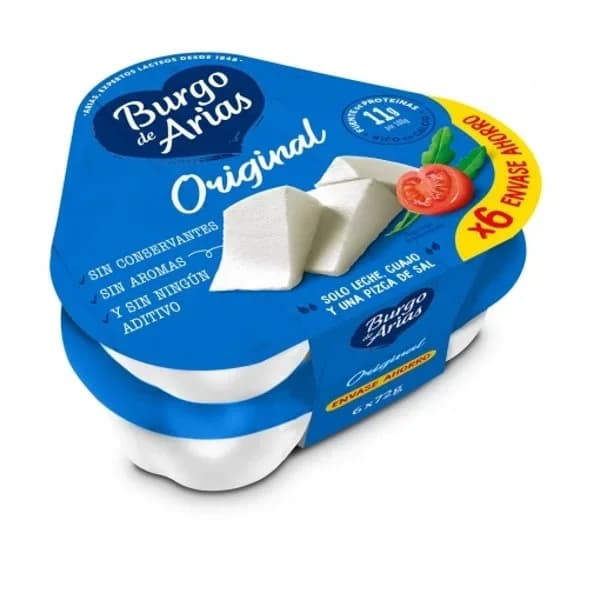 Queso fresco natural BURGO DE ARIAS, pack 6x72 g - 0.43 kg - Imagen del producto en Findit