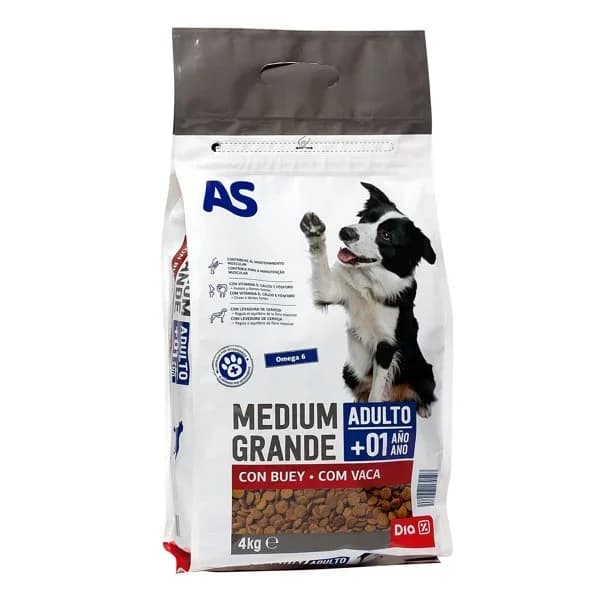 Alimento para perros medianos con buey As Dia bolsa 4 Kg - 1 ud - Imagen del producto en Findit