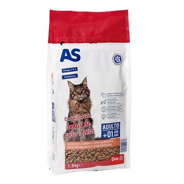 Alimento para gatos control bolas de pelo rico en salmón con guisantes As bolsa 1.5 kg - 1.5 ud - Imagen del producto en Findit