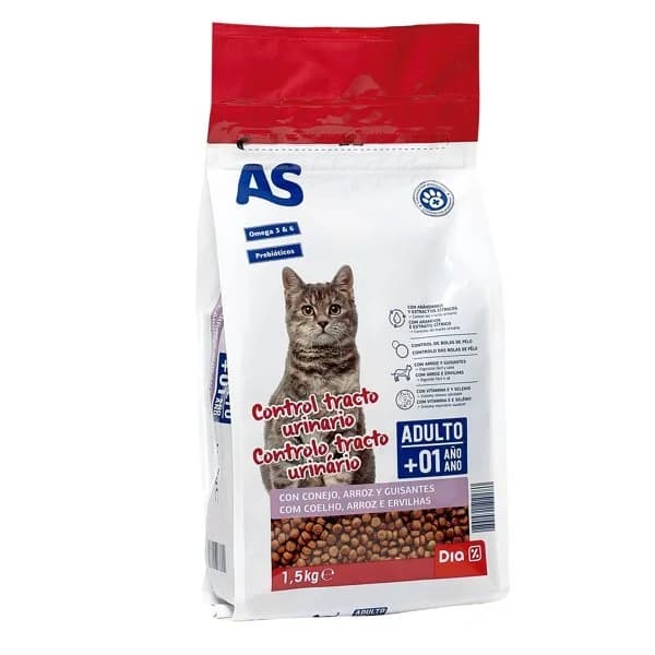 Alimento para gatos control tracto urinario con conejo, arroz y guisantes As bolsa 1.5 kg - 1 ud - Imagen del producto en Findit